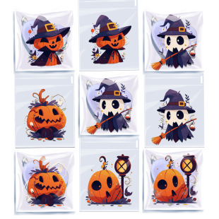 Cross-Border Transparent Halloween Nougat Snowflake Cookies Candy Packaging Bag Halloween Party Gift Ziplock Bag