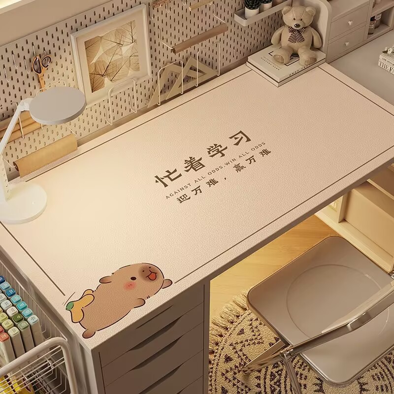 Kapibala 学生デスクマット漫画かわいい使い捨てレザーテーブルクロス耐油防水目の保護特別なデスクトップマット|undefined