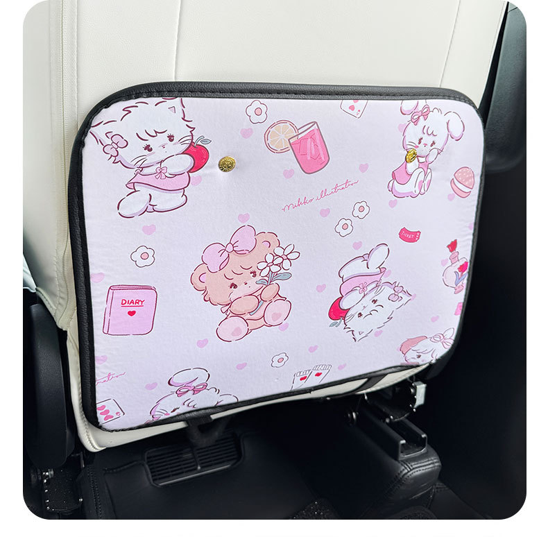 Kitten Cartoon Cute Car Seat Back Anti-kick Pad Simple and Comfortable Dirt-resistant Storage Bag Anti-kick Pad Dirty Pad