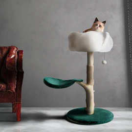 奢华实木树干花朵猫树塔 现代猫树猫家具 带剑麻的猫爬架