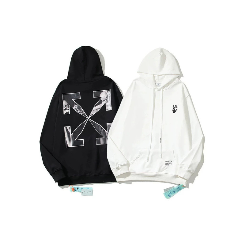 Trendy Brand In-Stock Off-White Film-Style Skull Portrait Square Frame Cross Arrow Hoodie Trendy Brand In-Stock Off-White Film-Style Skull Portrait Square Frame Cross Arrow Hoodie