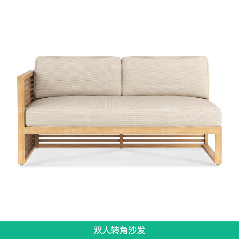Conjunto de muebles de teca para patio exterior, sofá para terraza de villa, resistente a la corrosión, para jardín, a prueba de lluvia y sol, sofá de madera maciza.