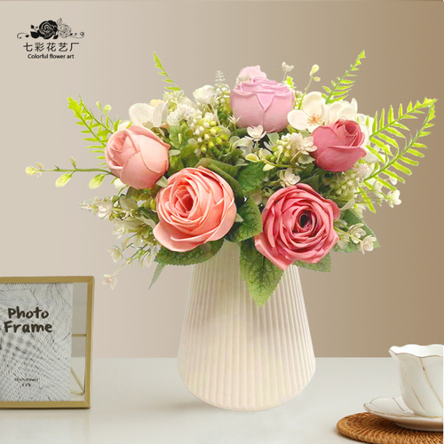 Cross-border new product artificial flower rose bouquet Korean peony Philippos rose home wedding wedding decoration