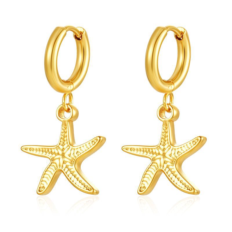 Pendientes colgantes de moda transfronteriza europea y americana, aretes redondos de acero inoxidable de todo fósforo, pendientes simples para mujer de 18K chapados al por mayor