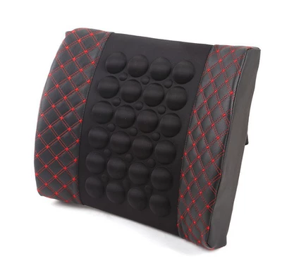 Car Electric Lumbar Support Cushion for Driver's Seat, Electric Massage Cushion for Office, Prevents Back Fatigue from Long Sitting (Waist support) - black-and-red-deluxe-edition