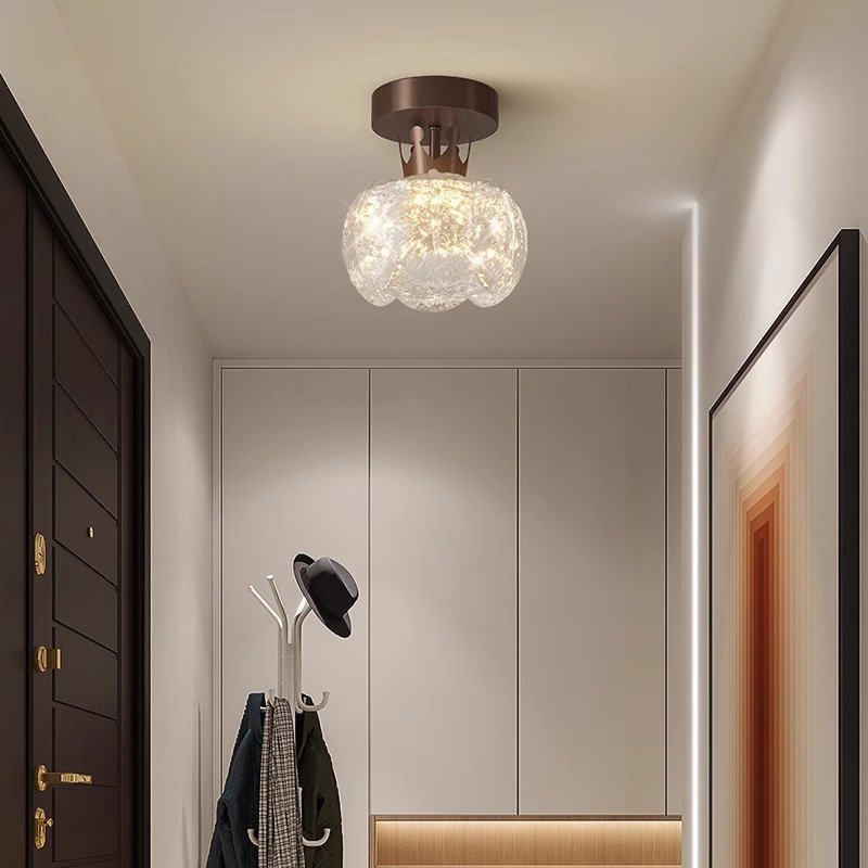 Lámpara de techo de flores de resina de estilo antiguo, luz de pasillo, luz de pasillo, balcón retro francés, iluminación de entrada, sentido avanzado