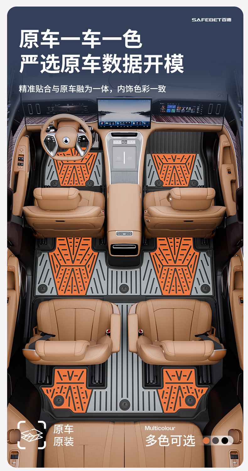 Suitable for Denza N8L N9 Special Vehicles, Colorful Tpe Car Floor Mats, Trunk Mats, Car Accessories