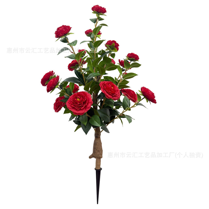 云汇跨境亚马逊 山茶花地插树 户外庭院家居装饰 仿真假花|undefined