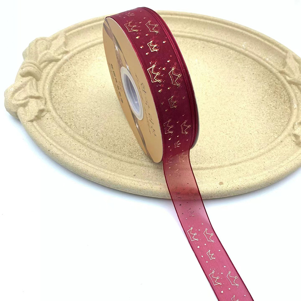 2,5 hilo transparente dorado Cinta vino rojo estrella de cinco puntas hilo de nieve cinta Barra soporte hecho a mano DIY cinta de embalaje al por mayor