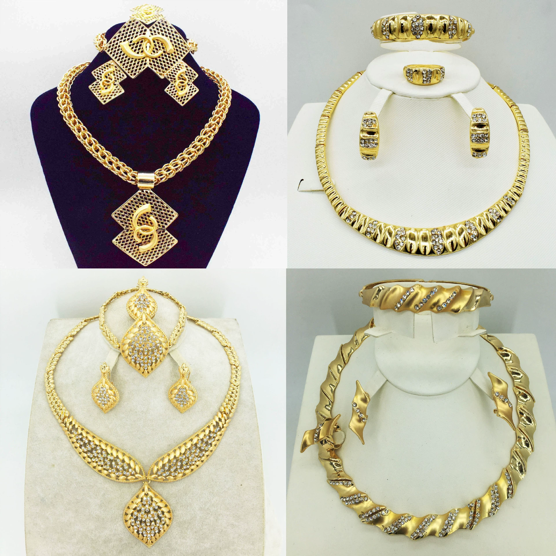 High-end set, necklace for bride, jewelry, European style, 4 piece set, Birthday gift
