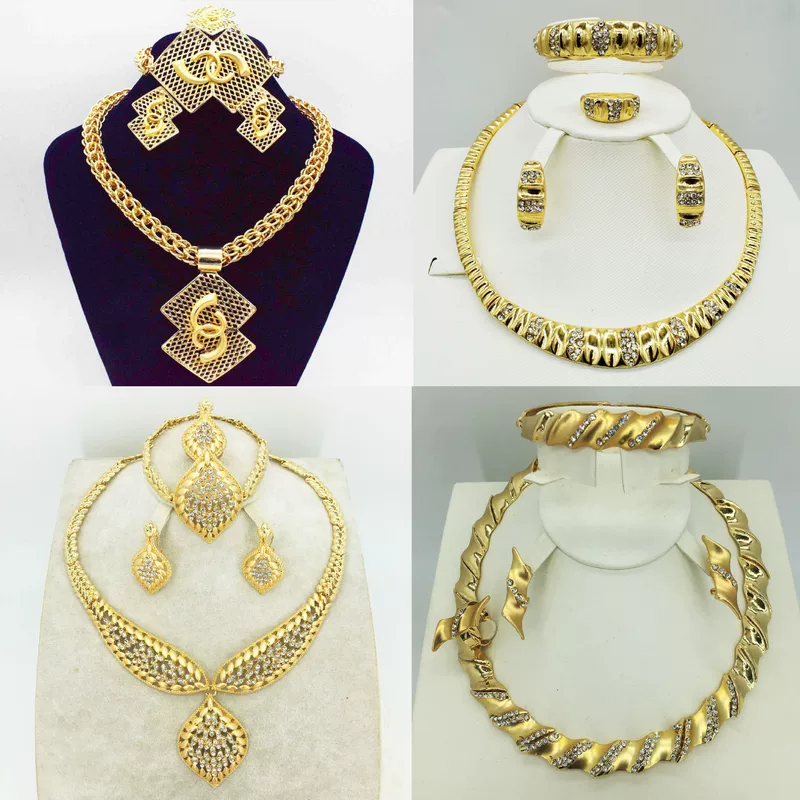 High-end set, necklace for bride, jewelry, European style, 4 piece set, Birthday gift