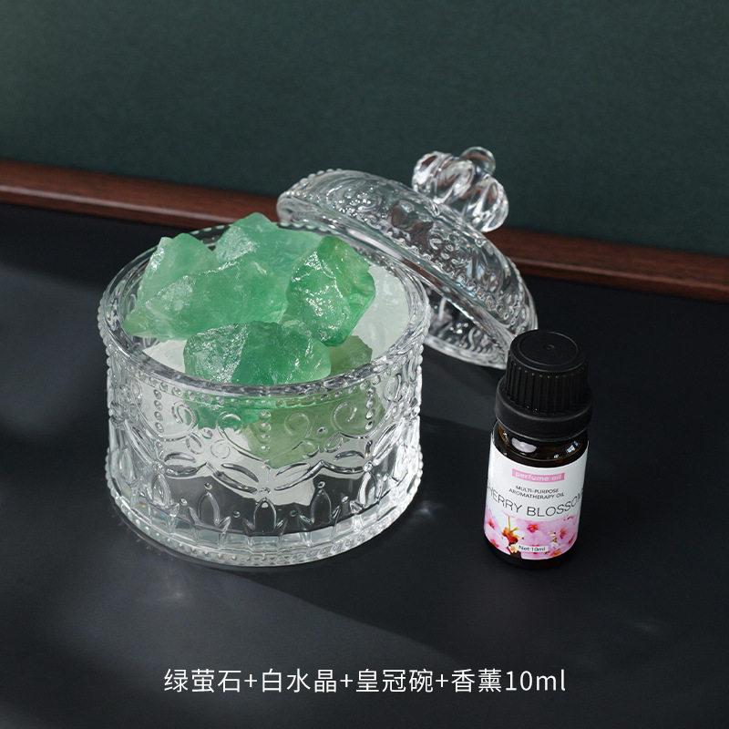 天然紫白粉水晶オレンジ塩石蛍石クリスタル原石無火ディフューザーストーンホームインテリアアロマセラピー常夜灯|undefined