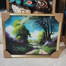 餐厅装饰画外贸热销风景油画欧美中东非洲市场挂画镶钻晶瓷画