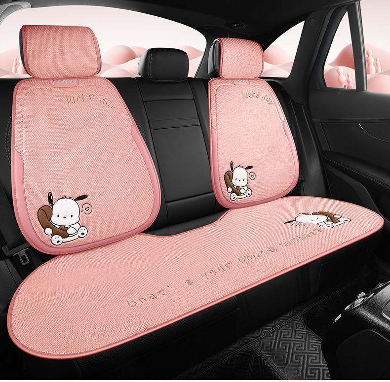 Car Seat Cushion for All Seasons, Cartoon Chunma Rear Three-Piece Car Seat Cushion, New Breathable Half-Pack Seat Cover for Women