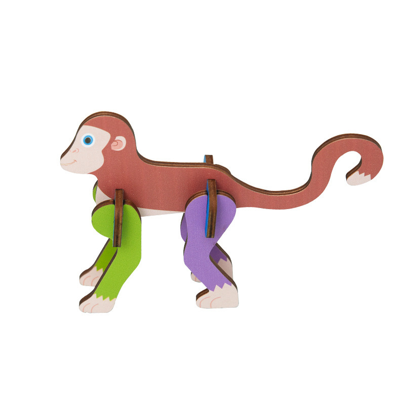 Venta al por mayor de madera 3D animal rompecabezas tridimensional bebé 2-3 años modelo animal educativo ensamblar bloques de construcción Juguetes