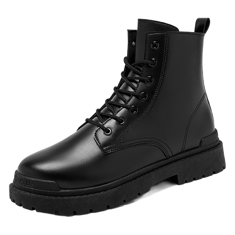 Spring Classic Round Toe Martin Boots Men's British Style High-Top Motorcycle Zipper Tooling Boots Platform Short Boots 8605