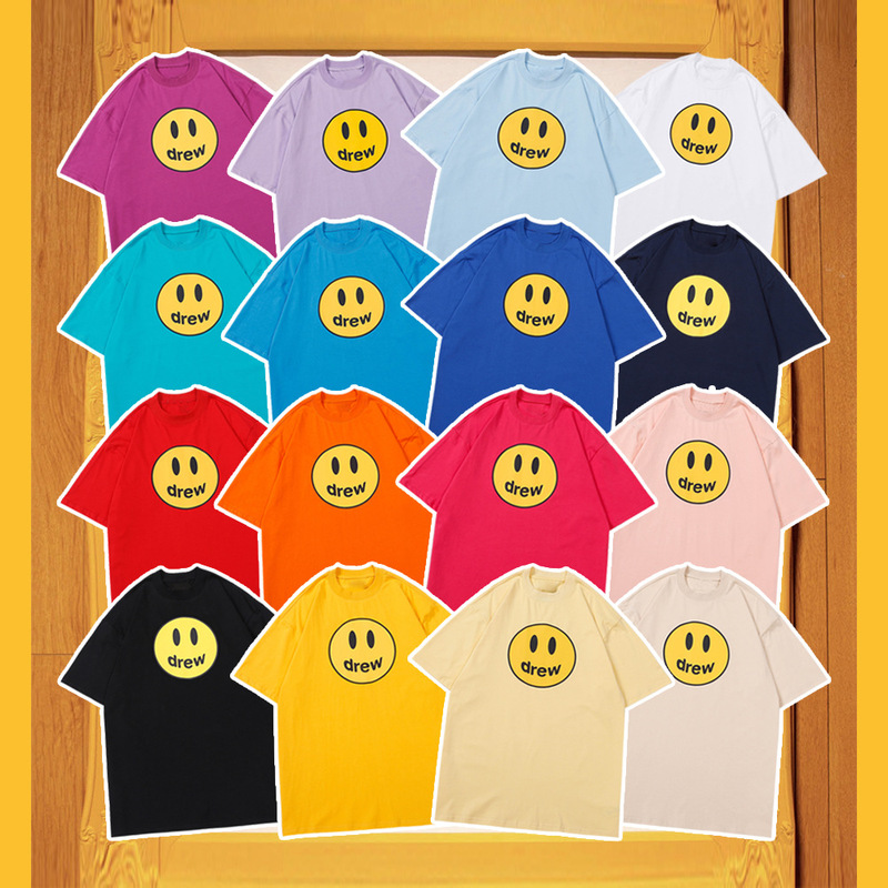 Monetary Nemesis Zhi Drew Classic Smiley Face Short-Sleeved Summer Pure Cotton Casual Loose Men's Couple T-Shirt Ins Fire