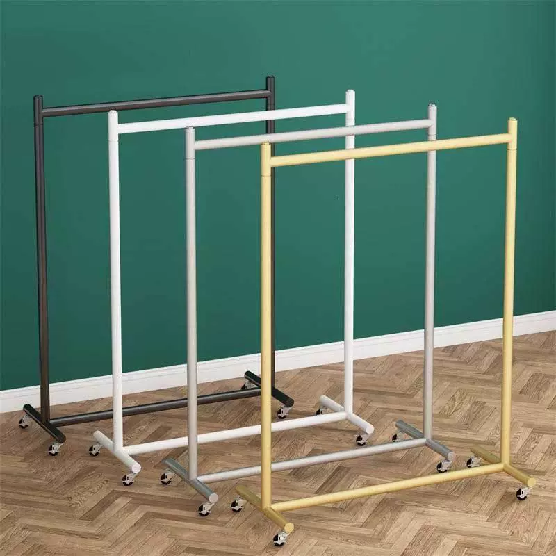 展厅移动挂衣架落地男女装店中岛衣服展示架加粗款带轮服装展示架