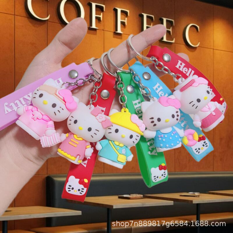 Cross-Border Creative Kt Cat Keychain Cute Pendant Hello Kitty Doll Cartoon School Bag Keychain Wholesale Cross-Border Creative Kt Cat Keychain Cute Pendant Hello Kitty Doll Cartoon School Bag Keychain Wholesale