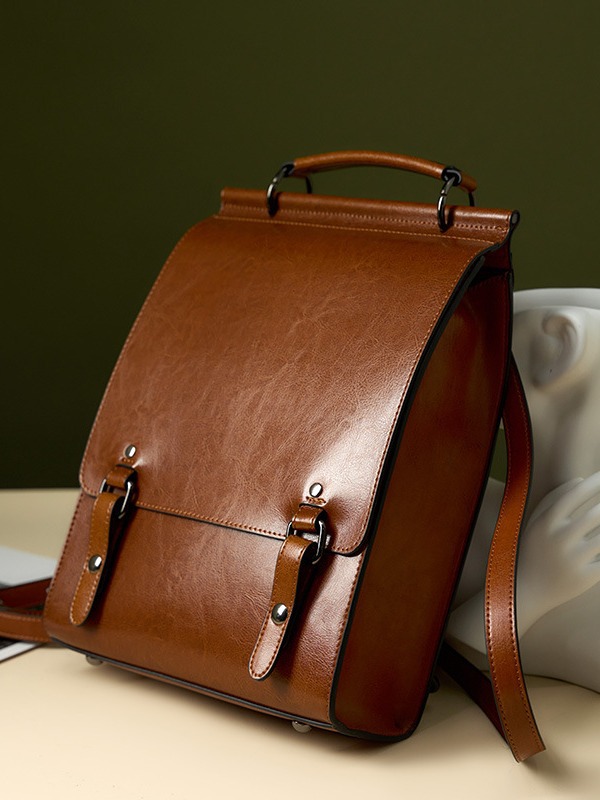Fashion Glossy Leather Backpack Image 3