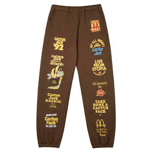 Autumn and Winter Travis Scott Joint M Series Letter Printed Drawstring fleece-lined Casual Sweater Pants for Men and Women