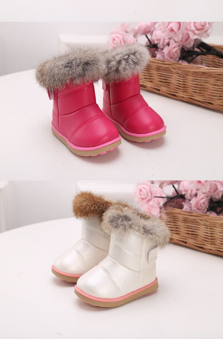 Children's snow boots are waterproof in winter, plush and thickened to keep warm. Baby's anti-skid boots are for girls,_voghion.com
