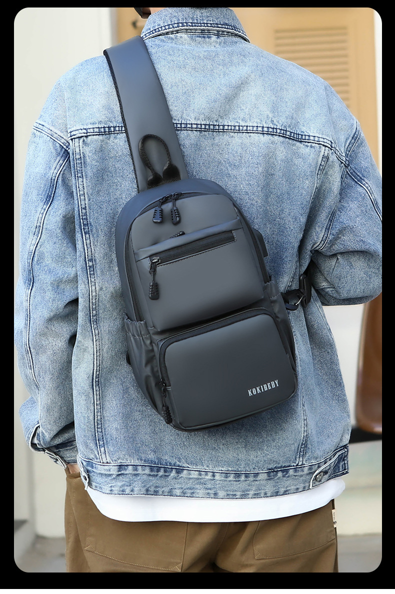 Men's chest bag, crossbody bag, single-shoulder bag, multi-functional large-capacity men's bag, water-resistant chest bag, small bag, cross-border Item Picture
