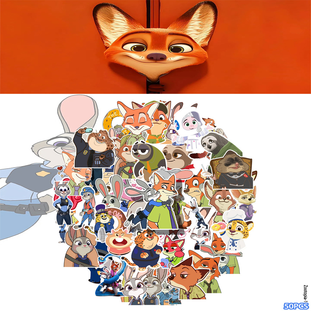 50 Judy Hopps and Nick the Fox Merchandise Graffiti Stickers Cartoon Stickers Guitar Bicycle Luggage Stickers
