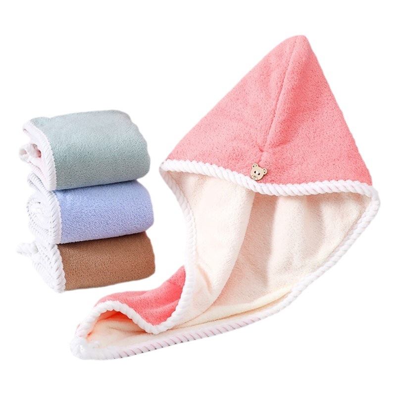Hair Drying Cap, Water-Absorbent, Quick-Drying Hair Drying Towel, Coral Velvet Double-Layer Quick-Drying Cartoon Cute Hair Drying Cap