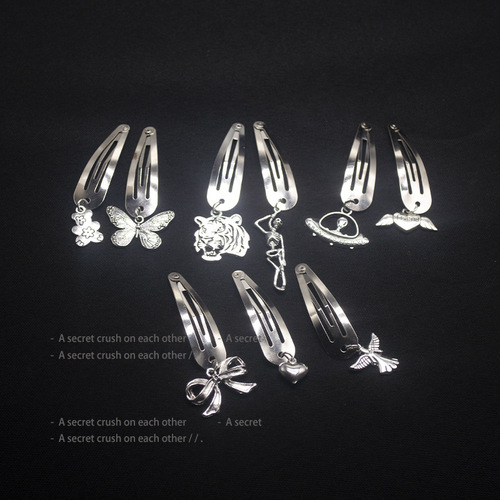 High street punk cyber ins internet celebrity personality dark love flower cross hairpin side clip hairpin