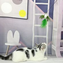 星智猫实木手柄长杆猫咪逗猫棒带铃铛天然羽毛小鸟幼猫成年猫玩具