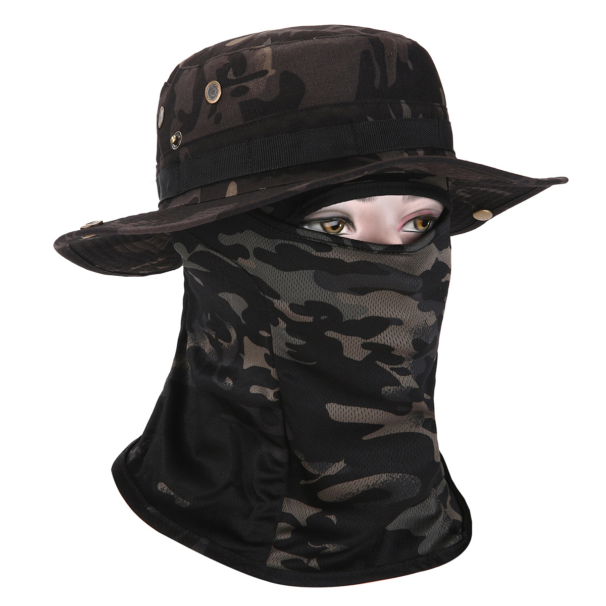Sombrero de camuflaje con ala ancha al aire libre sombrero Benni sombrero de camuflaje para fanáticos militares sombrero de alpinismo de pesca protector solar sombrero de pescador transpirable hombre