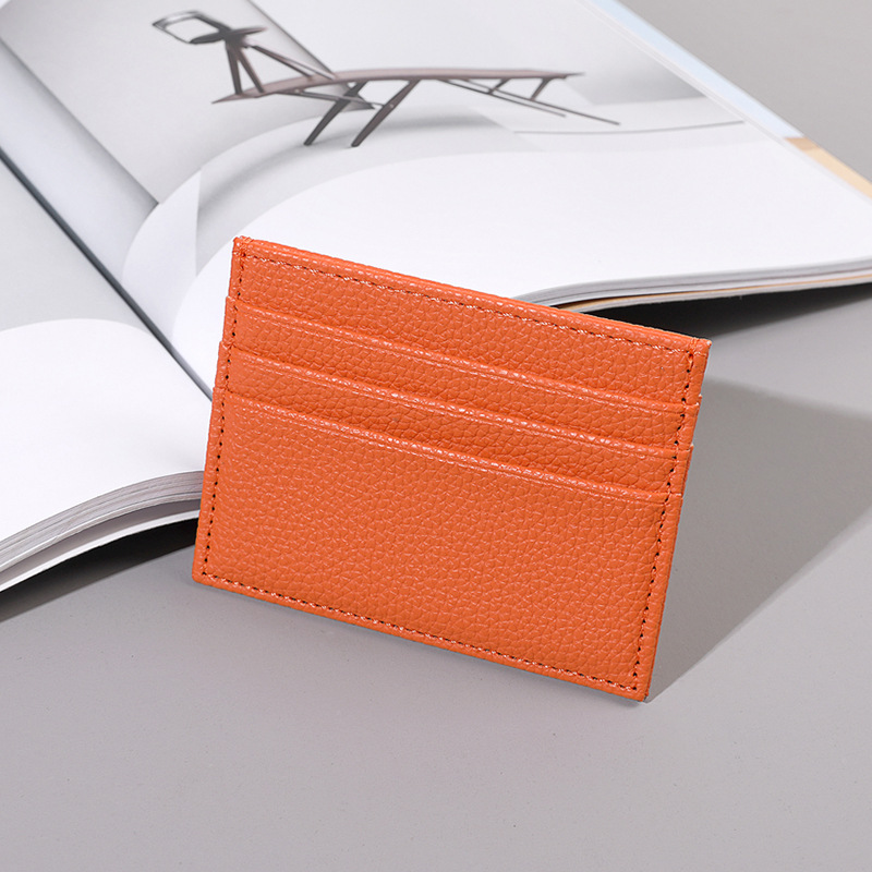 Bolsa de tarjeta de cuero de cepillo anti-desmagnetización de punto transfronterizo, bolsa de tarjeta RFID de gran capacidad de posición de tarjeta múltiple portátil creativa de cuero de la pu