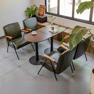 Wrought Iron Single Sofa Chair, High-End Café Table and Chair Set, Balcony with One Table and Two Chairs, Lazy Sofa for Homestay Negotiation