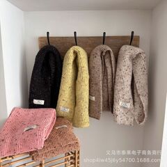 秋冬の新型子供のカラーポイントは厚い毛糸のニットの保温のマフラーを染めます。
