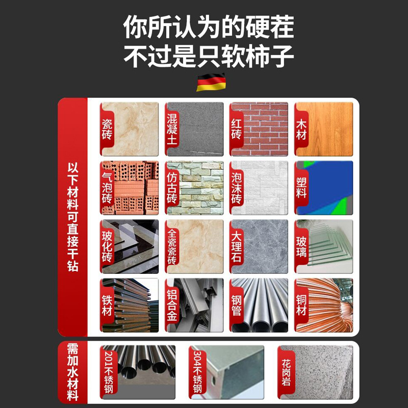 Fábrica al por mayor de cuatro cuchillas taladro cruzado de cerámica taladro triangular mango hexagonal azulejo de vidrio agujero de hormigón taladro Overlord