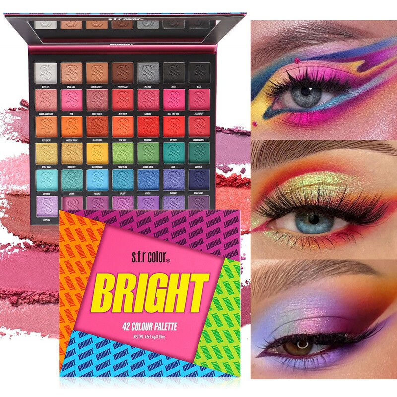 S.F.R Colorful 42-Color Eyeshadow Matte Pearlescent Rainbow Color Series Colorful European and American Makeup Eyeshadow Palette for Beginners