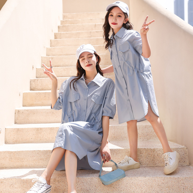 2705 different parent-child summer clothes new fashion western style fake two-piece dress outing Tiktok