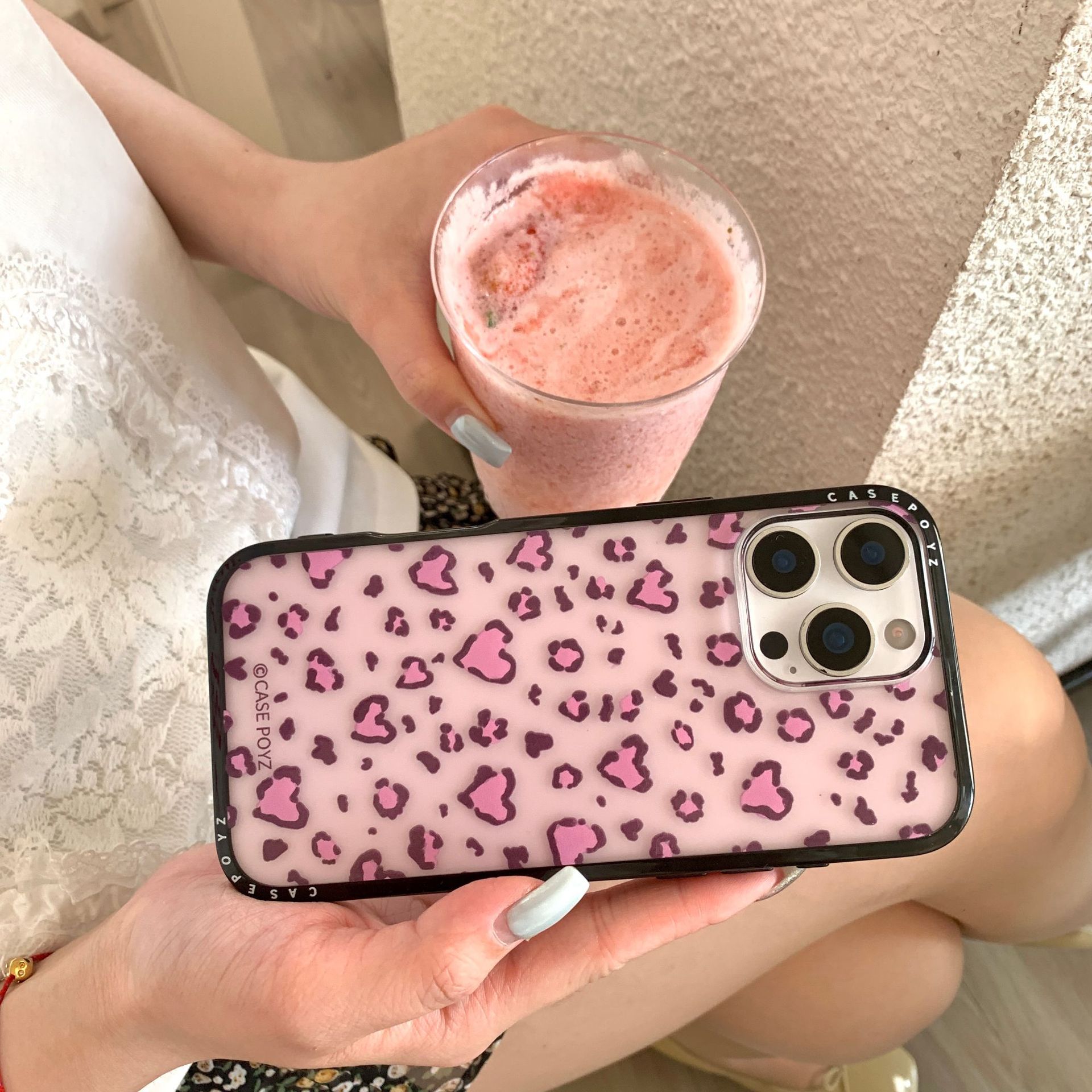 Estampado de leopardo rosa retro coreano para Apple 16ProMax Estuche para teléfono 15Pro Star 14/13 Mujer 15PM Pareja