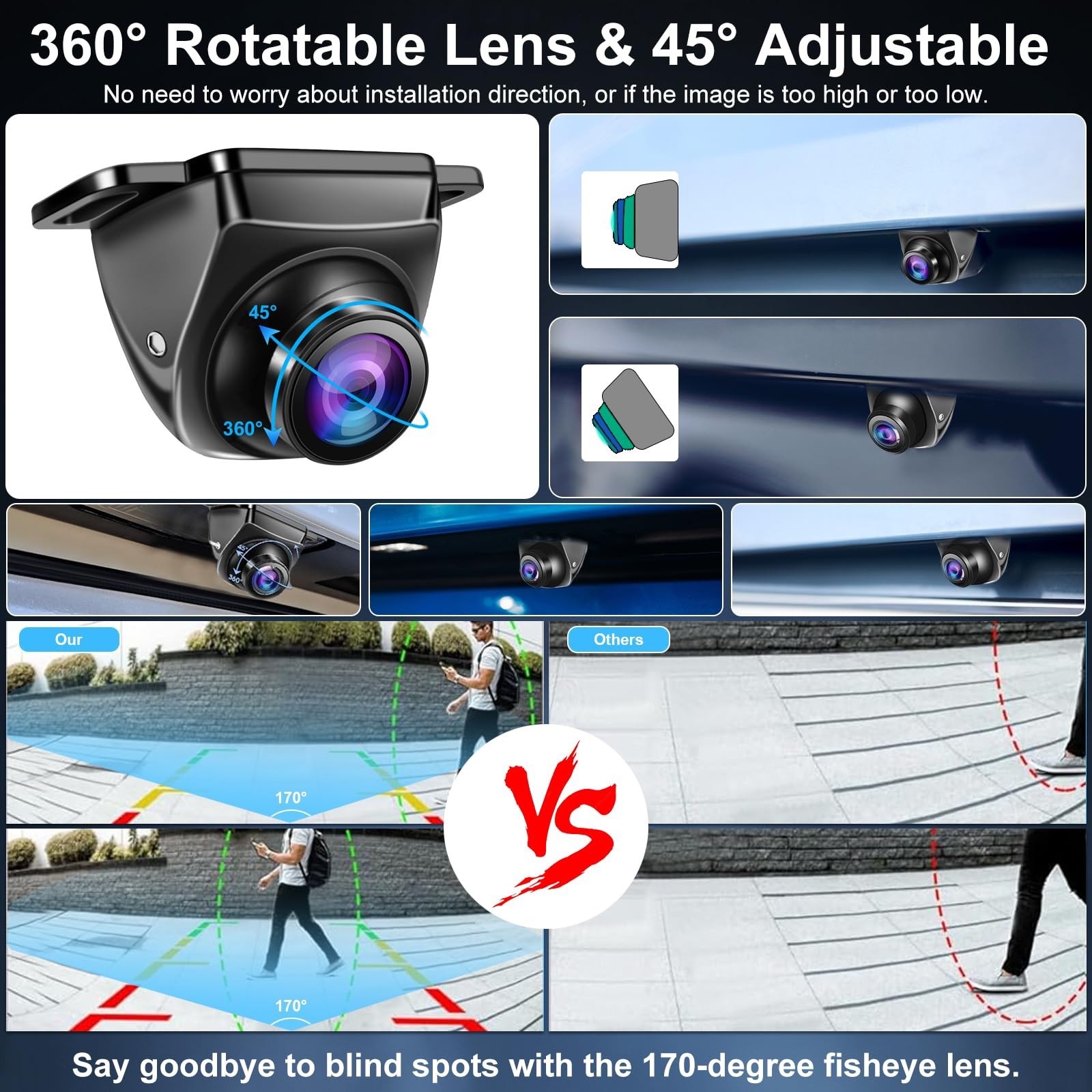 Universal Korean-style external right-side blind spot AHD1080P high-definition night vision waterproof car rearview camera