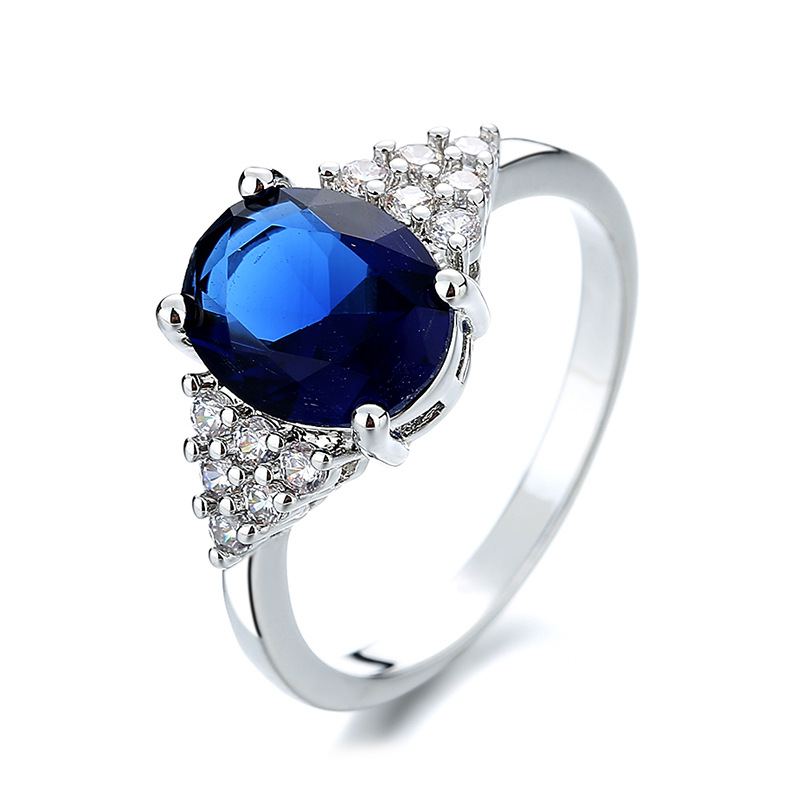 sapphire geometric fashionable ring with stone with zircon