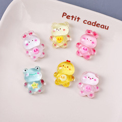 Korean version of ice-transparent three-dimensional animal doll resin accessories cream glue mobile phone case material hairpin water cup sticker accessories