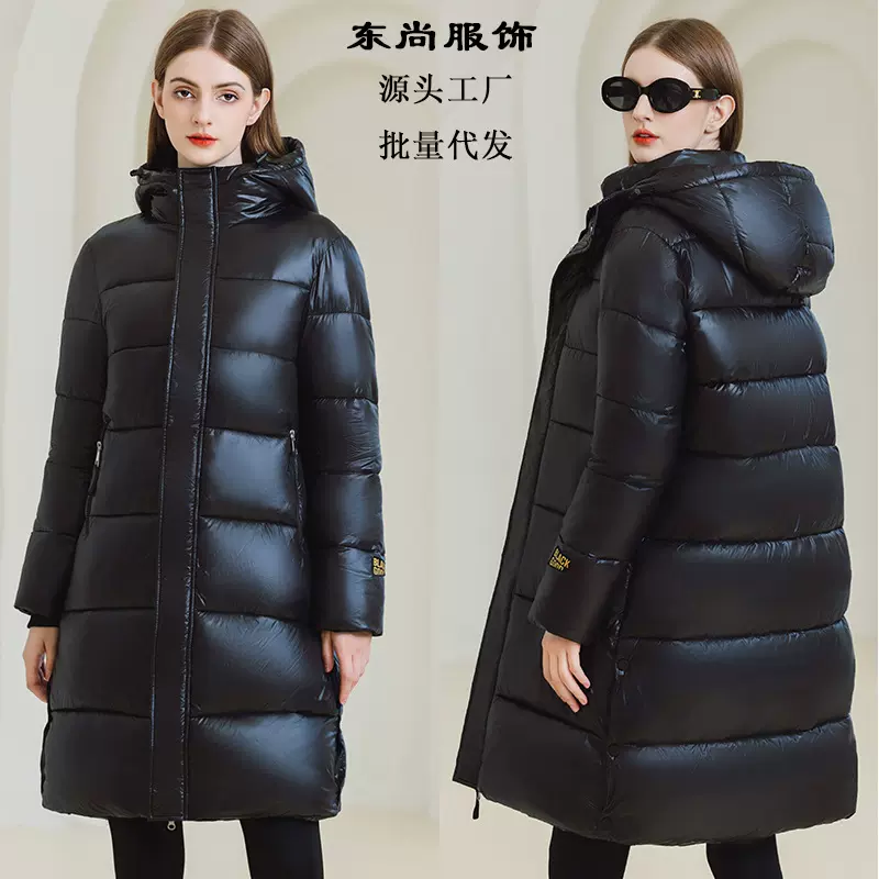 2025年黑金棉服长款内里自带加热羽绒棉衣情侣款北方抗寒外套批发