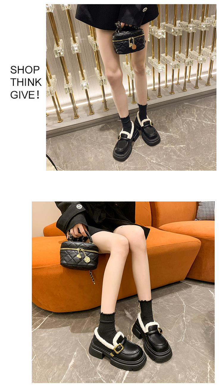 Damen Loafer Mit Plateausohle Und Plüschfutter Retro Winter Schuhe_voghion.com