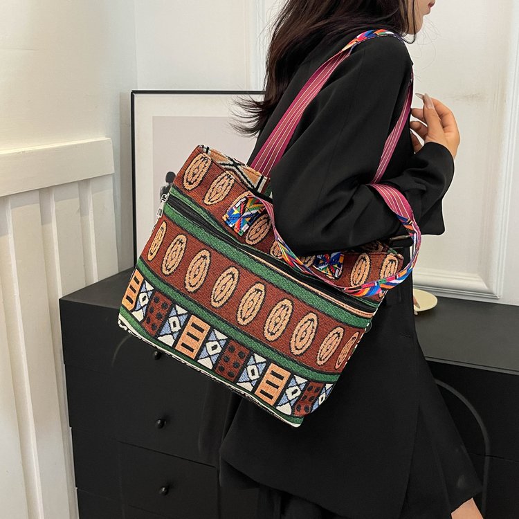 Nuevas bolsas transfronterizas, bolsas de mano de mujer, bolsas de tela de gran capacidad, bolsas de hombro de otoño 2024 nuevas bolsas de estilo nacional