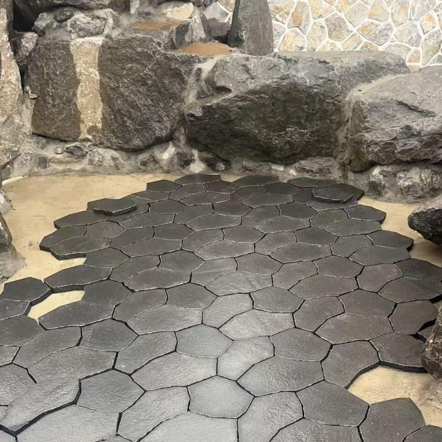 天然青石板冰裂纹锈色网贴文化石冰裂纹碎拼防滑铺路园林花园地砖