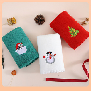⇕ New Year's Towel Coral Velvet Santa Claus Towel Red Festive Souvenir Face Towel Boxed Bagged Embroider