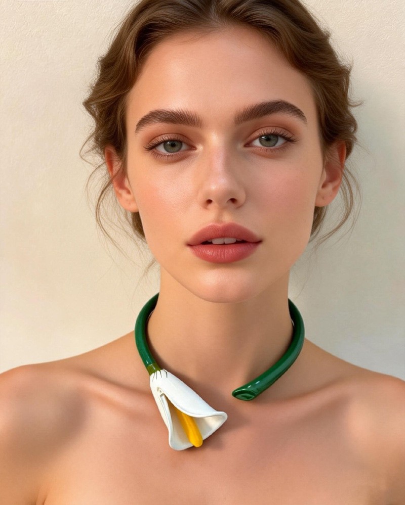 European and American vintage niche enamel oil-drip three-dimensional lily of the valley flower brooch, stylish and unique ring, bracelet, and necklace set