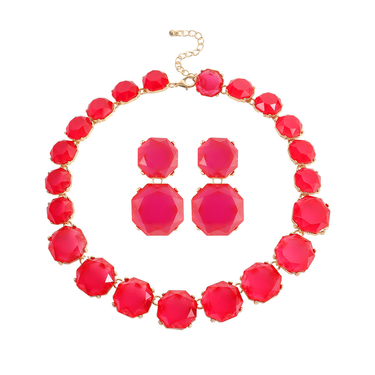 85g Weight Rhinestones Inlay Material Earrings, Necklace Classification Daily Occasion Alloy Material Geometric Pattern Women'S Gender Inlay Design Fashion Style Fashion Geometric Alloy Inlay Rhinestones Women's Earrings Necklace 1
