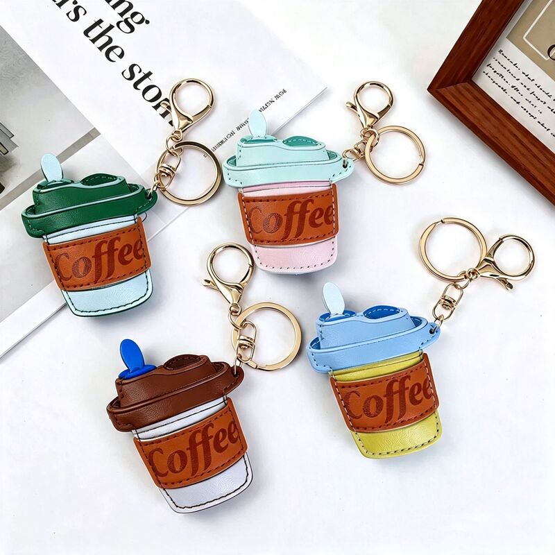 Korean-style coffee cup leather keychain, candy-colored bag pendant, handmade creative bag decoration, DIY accessories wholesale Korean-style coffee cup leather keychain, candy-colored bag pendant, handmade creative bag decoration, DIY accessories wholesale